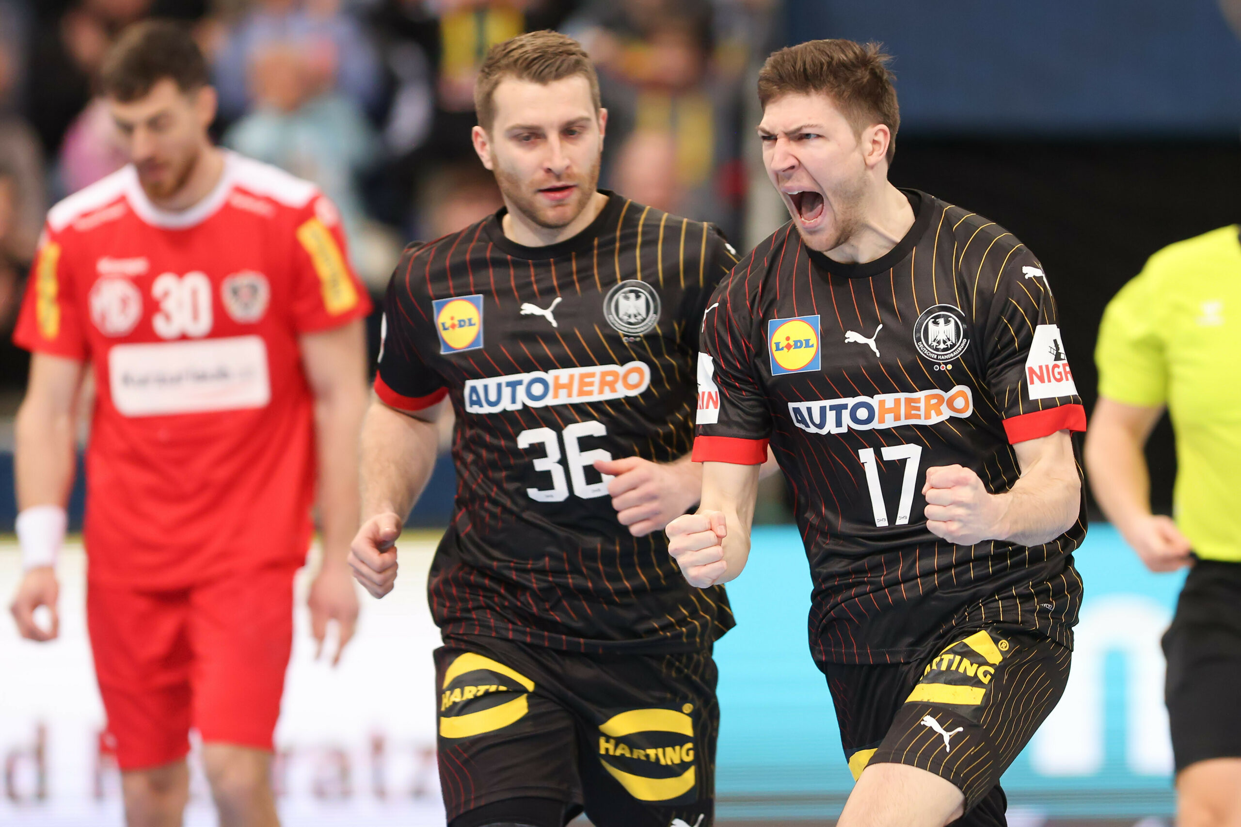 Lukas Zerbe und Lukas Mertens bei der Handball-EM