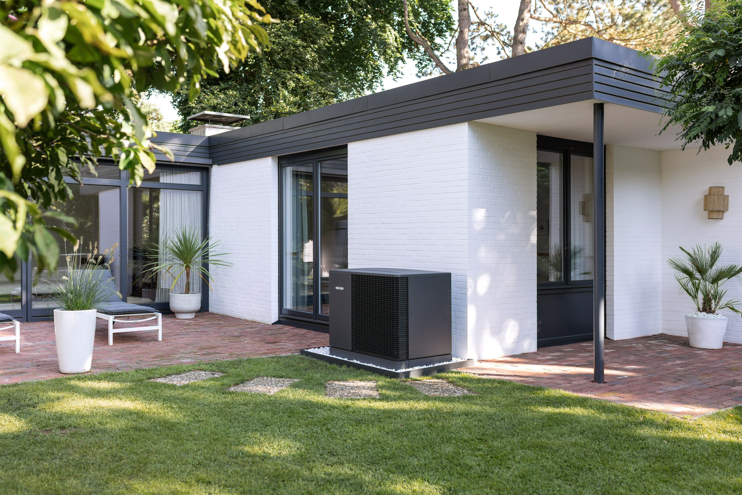 Ein Haus mit einer Wärmepumpe