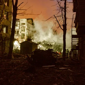 Zerstörung nach einem russischen Raketenangriff.