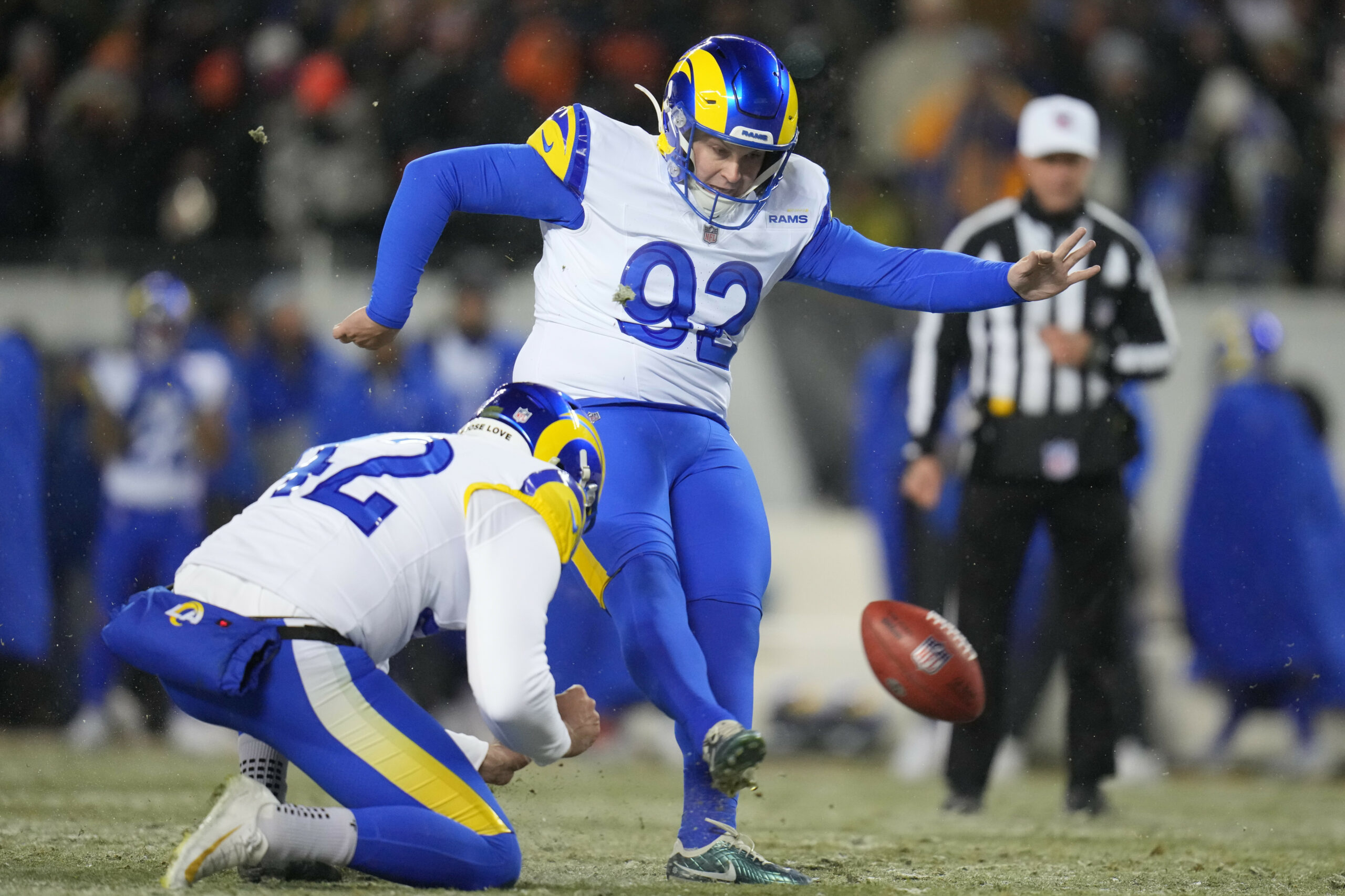 Kicker Harrison Mevis erzielt ein Field Goal für die Rams