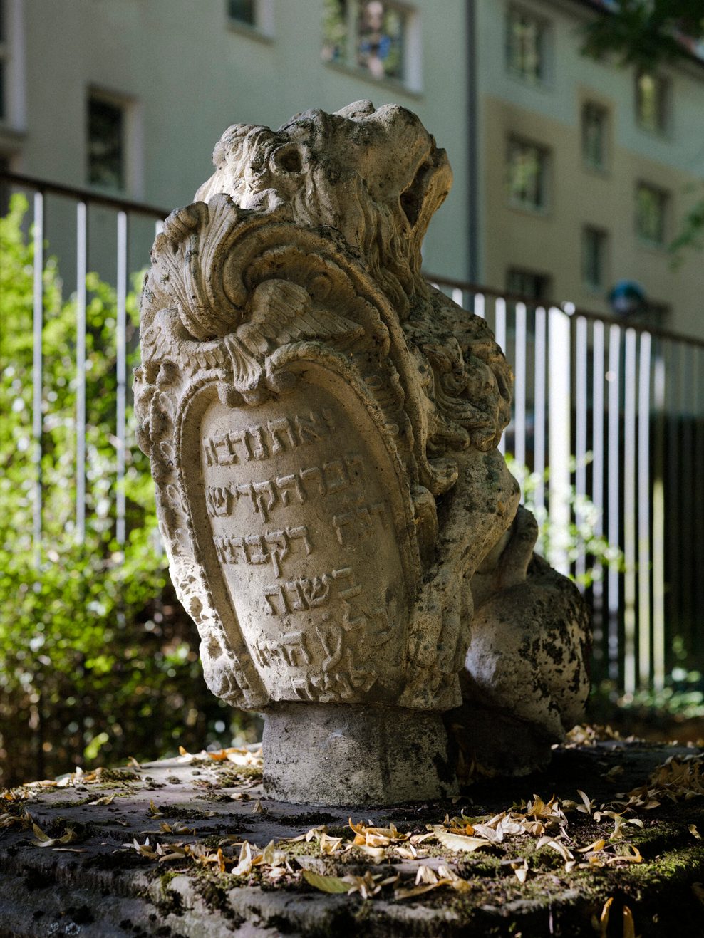 Löwenskulptur vom Brunnen des Jüdischen Friedhofs in Altona