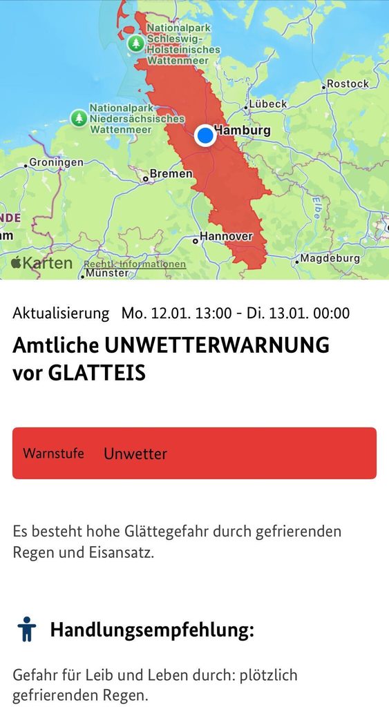 Der Deutsche Wetterdienst (DWD) hat eine amtliche Unwetterwarnung herausgegeben.