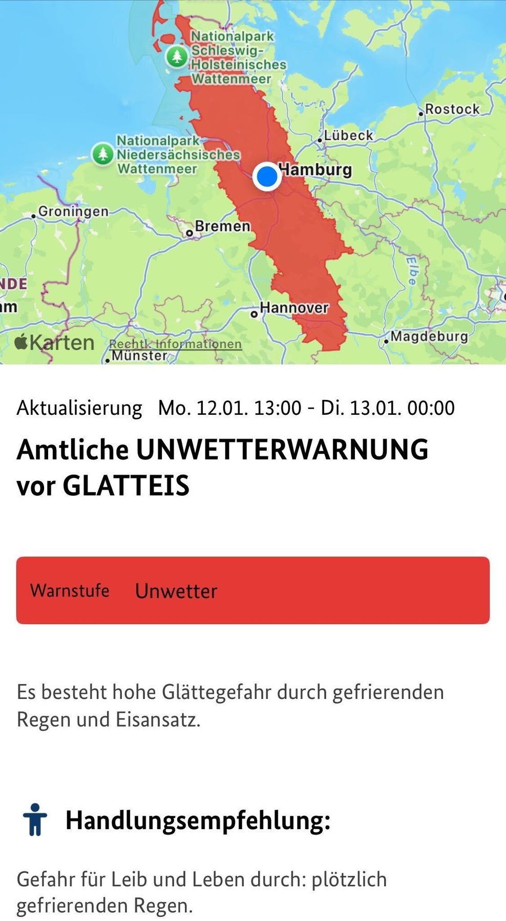 Der Deutsche Wetterdienst (DWD) hat eine amtliche Unwetterwarnung herausgegeben.