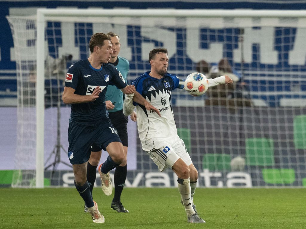 Jonas Meffert (r.) im Spiel des HSV in Hoffenheim.