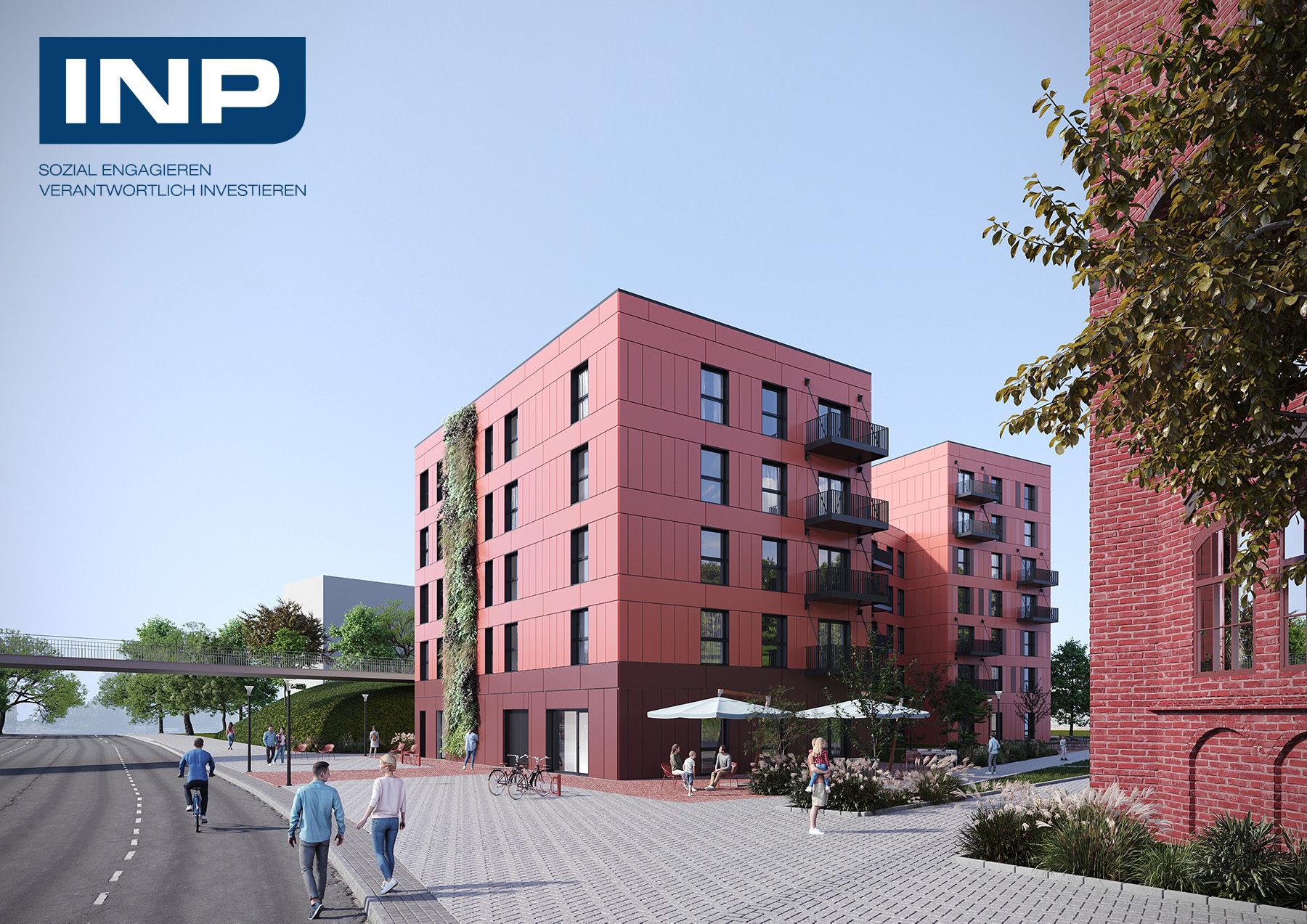 So wie auf der Visualisierung soll der Neubau einmal aussehen.