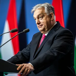 Ungarns Staatschef Viktor Orban bei seiner jährlichen Pressekonferenz.