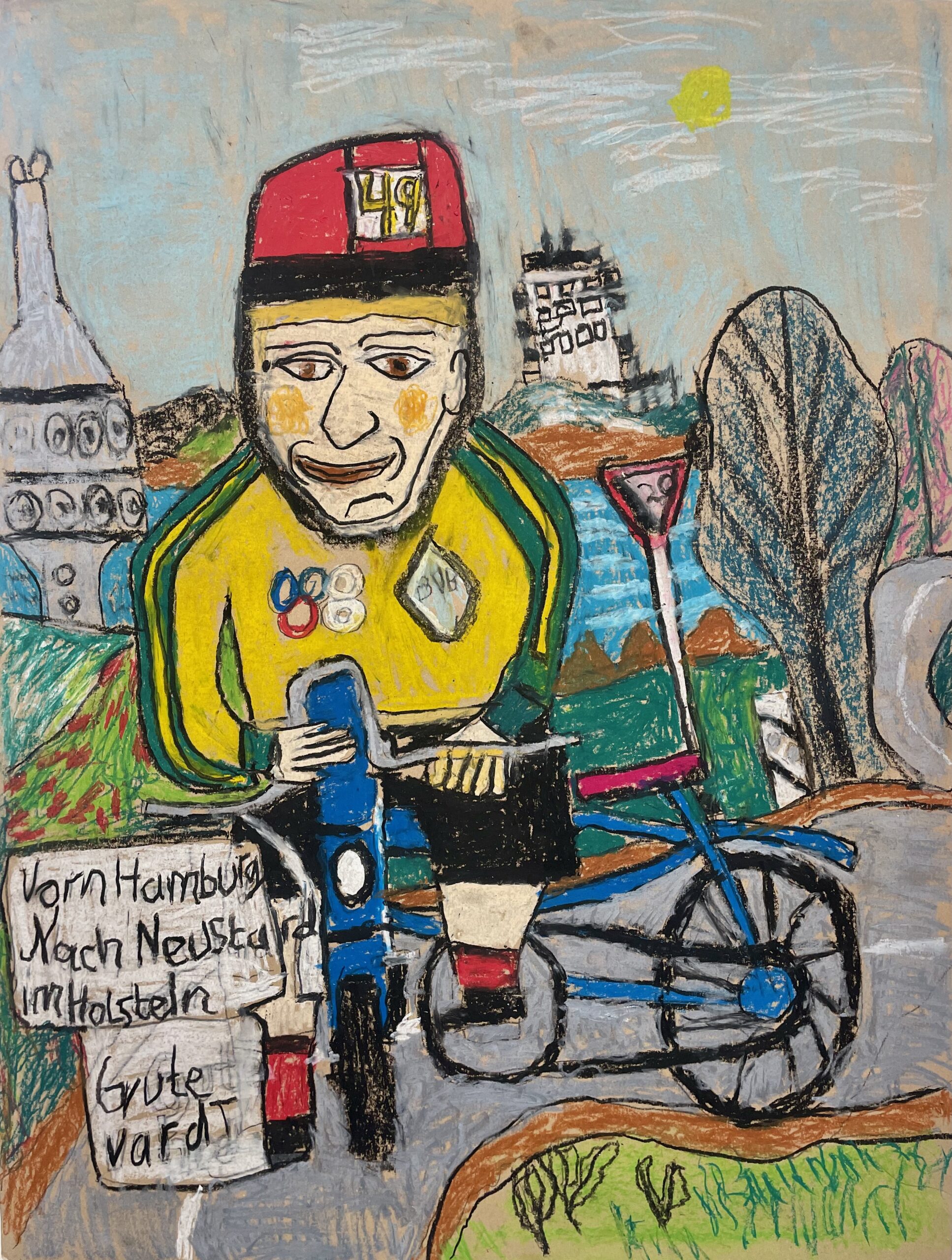 Zeichnung eines Rennradfahrers