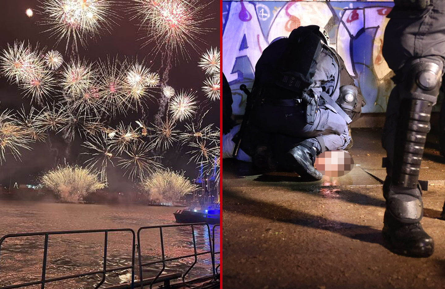 Hamburg feiert mit einem Feuerwerk über dem Hafen ins neue Jahr. / In Steilshoop kam es erneut zu Ausschreitungen.