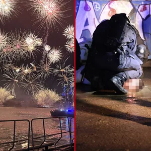 Hamburg feiert mit einem Feuerwerk über dem Hafen ins neue Jahr. / In Steilshoop kam es erneut zu Ausschreitungen.