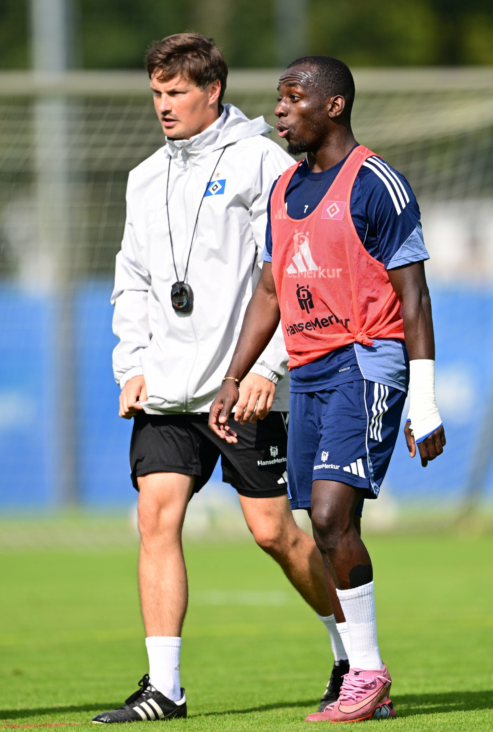 Merlin Polzin und Jean-Luc Dompé im HSV-Training