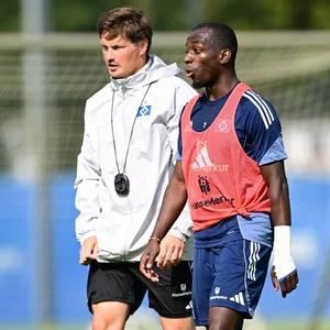 Merlin Polzin und Jean-Luc Dompé im HSV-Training