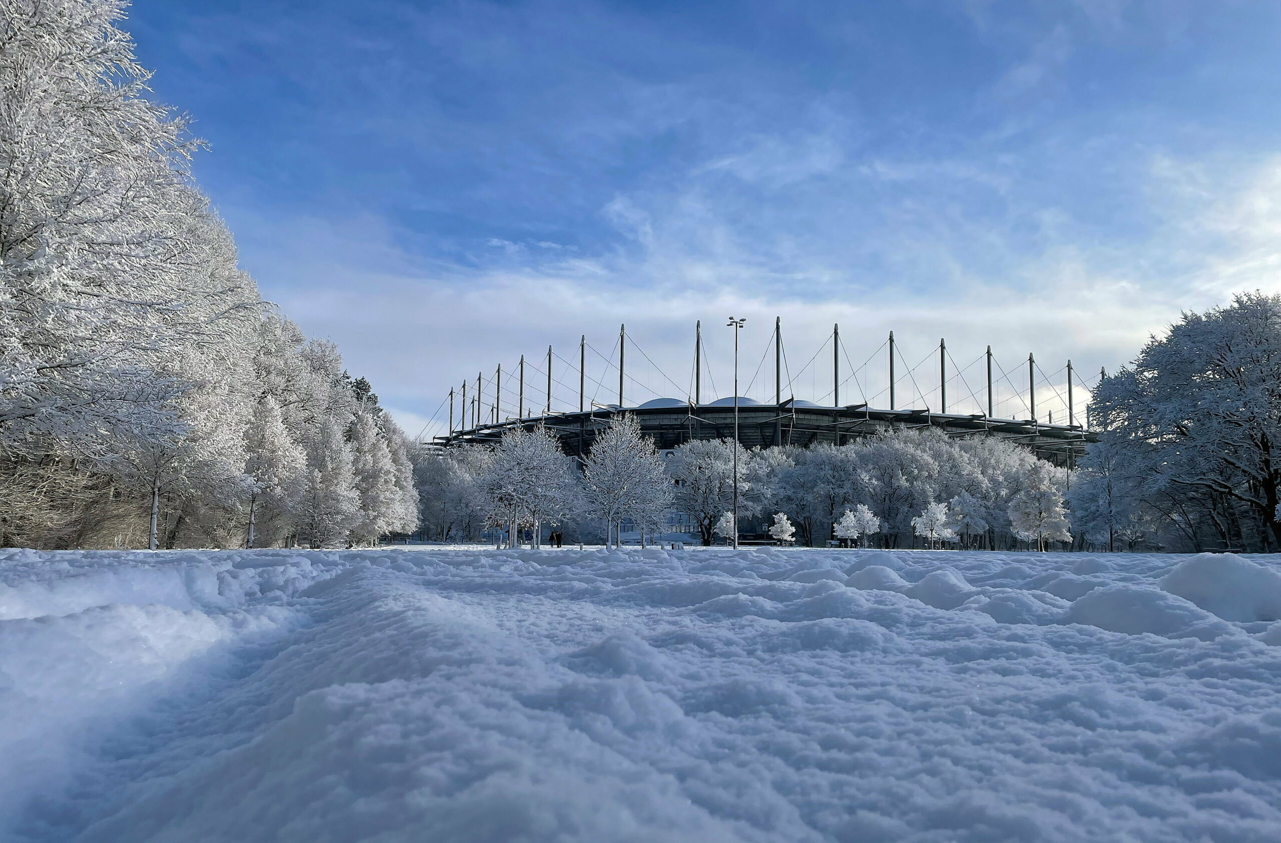 Volksparkstadion im Schnee