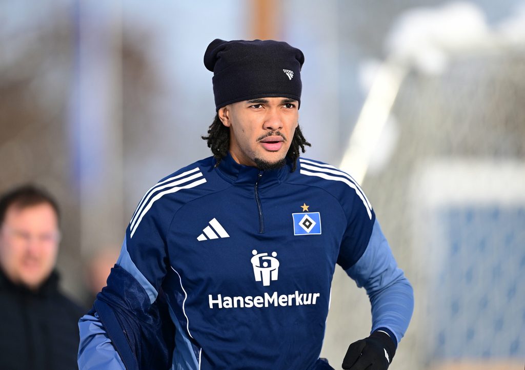 Damion Downs bei seiner ersten Trainingseinheit als HSV-Profi