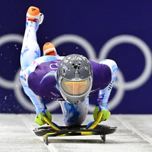 Vladyslav Heraskevych auf seinem Skeleton bei Olympia