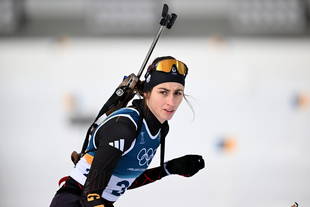 Vanessa Voigt beim Biathlon-Rennen