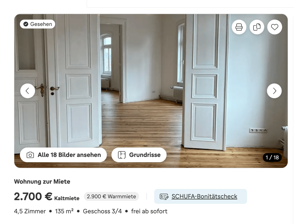 Die Wohnung auf St. Pauli kostet im Monat 2700 Euro Kaltmiete.