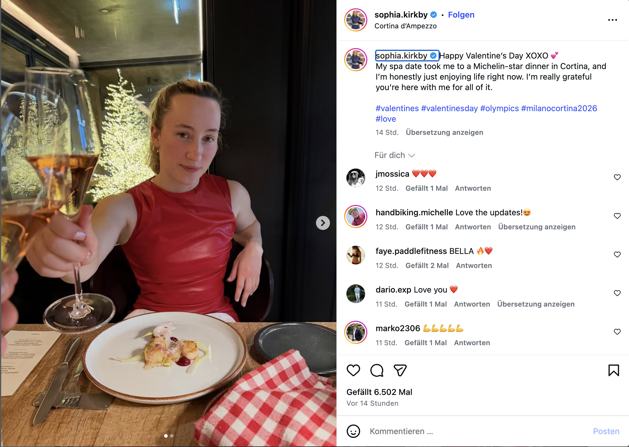 Sophia Kirkby bei einem Valentinstags-Date
