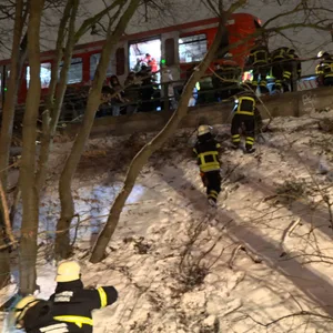 Feuerwehrleute evakuieren S-Bahn
