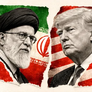 Eine Montage zeigt Ali Chameini (l.) und Donald Trump (r.)