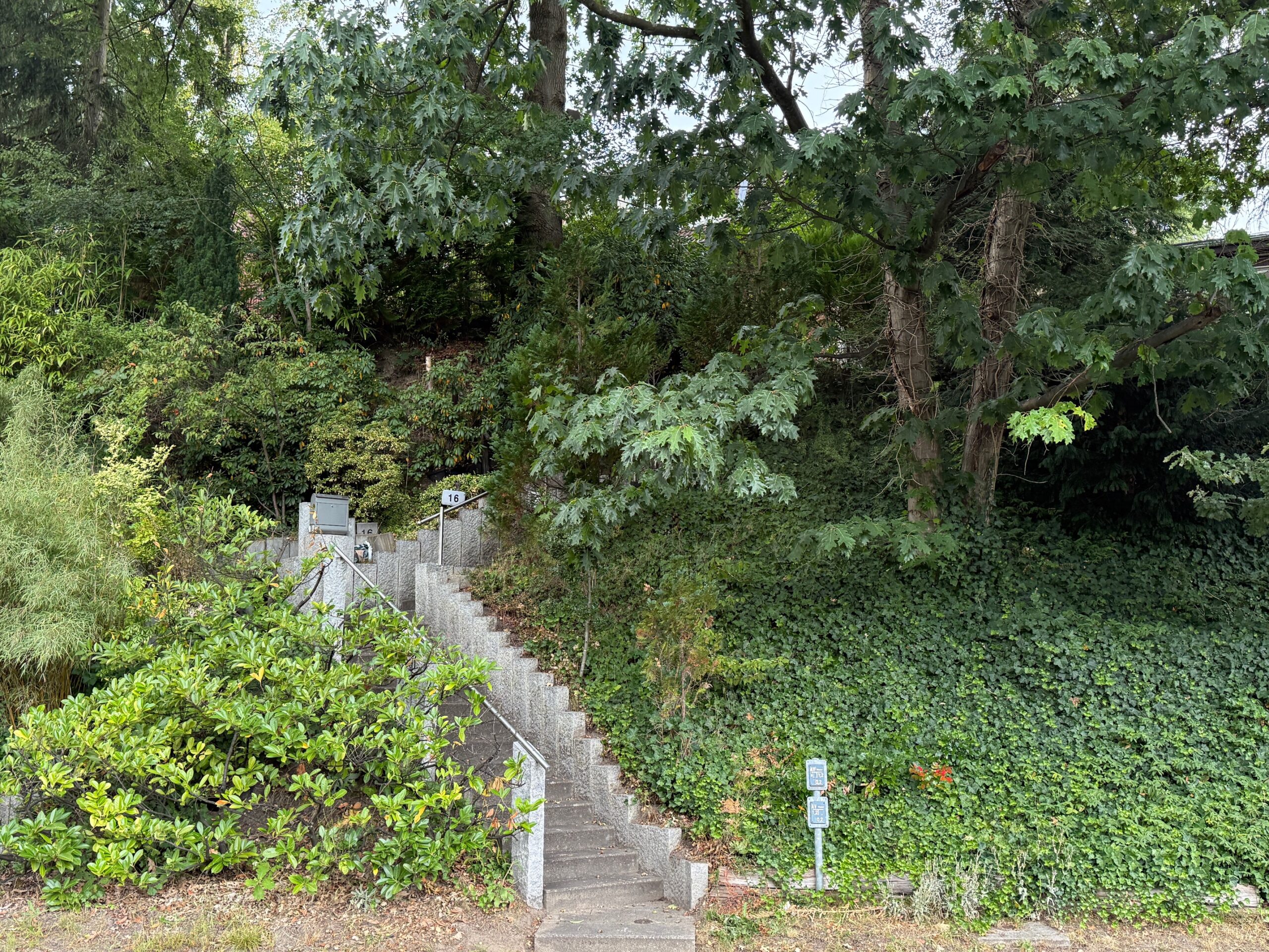 Das abgelegene Haus des Seniors in Hamburg-Eißendorf ist nur über diese steile Treppe zu erreichen.