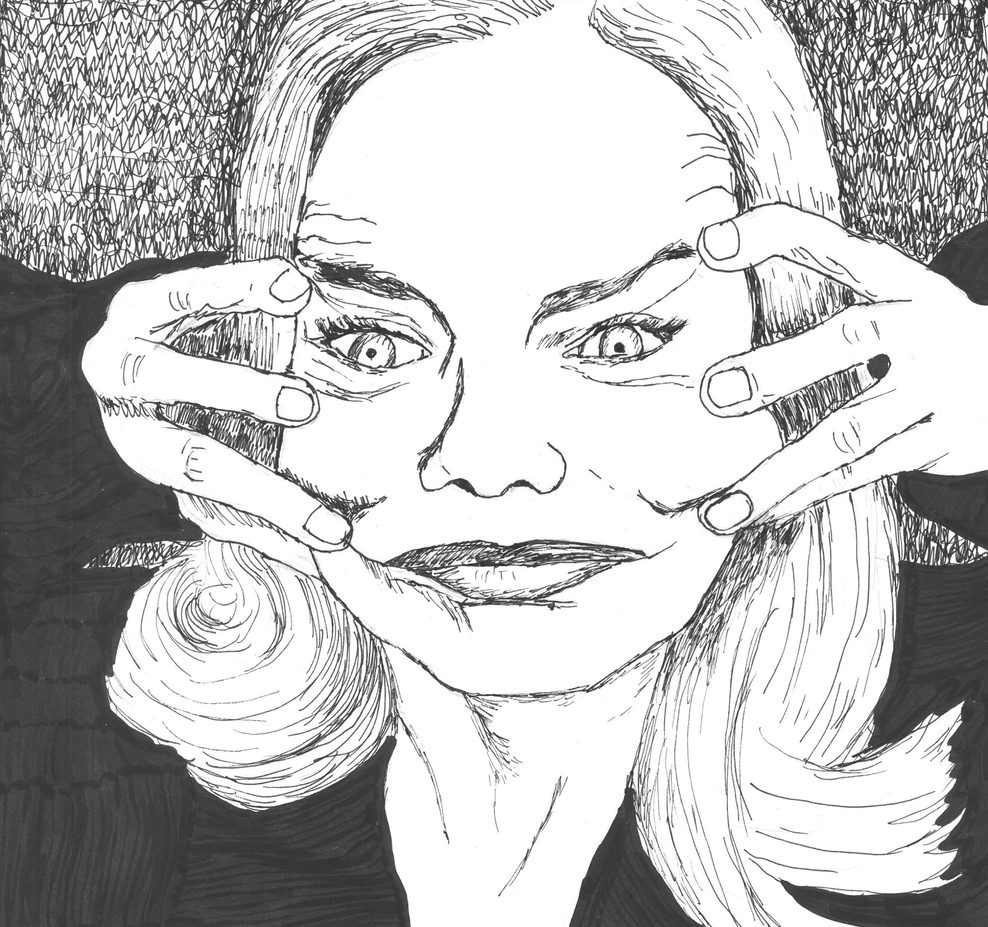 Illustration von einer Frau, die ihr Gesicht mit ihren Händen verzieht.