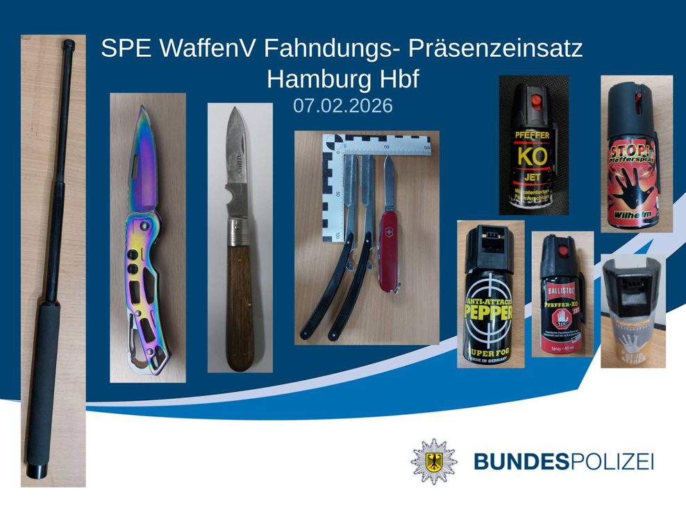 Einige der am Samstag sichergestellten Waffen.