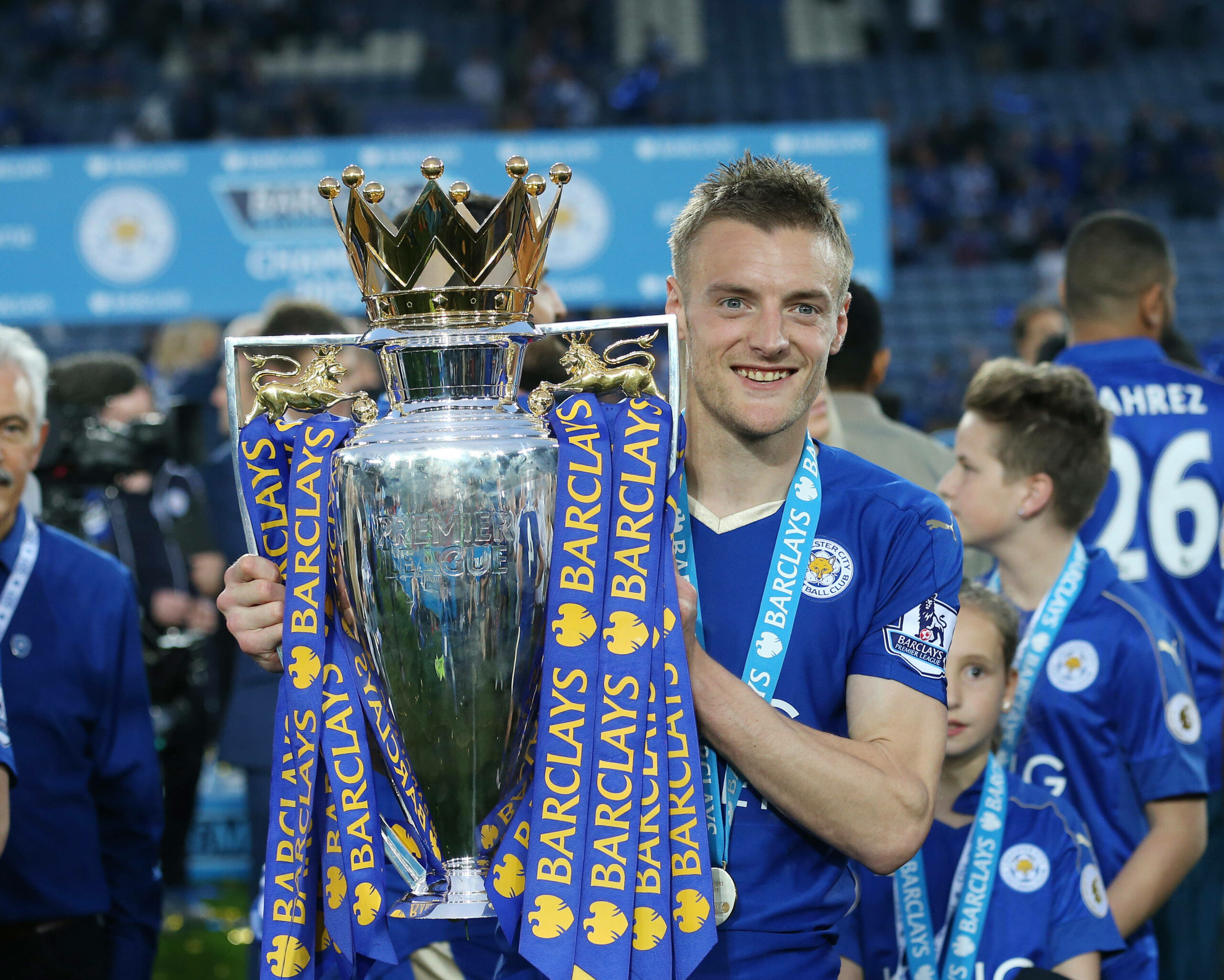 Jamie Vardy mit Pokal