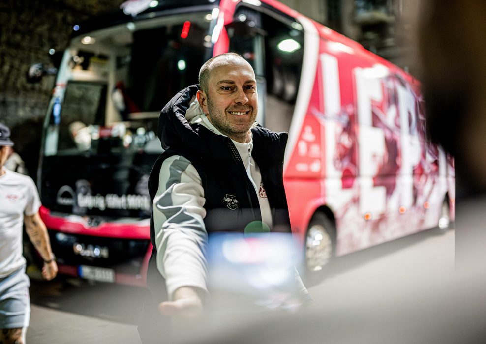 Leipzigs Trainer Ole Werner bei der Ankunft vor einer Partie.