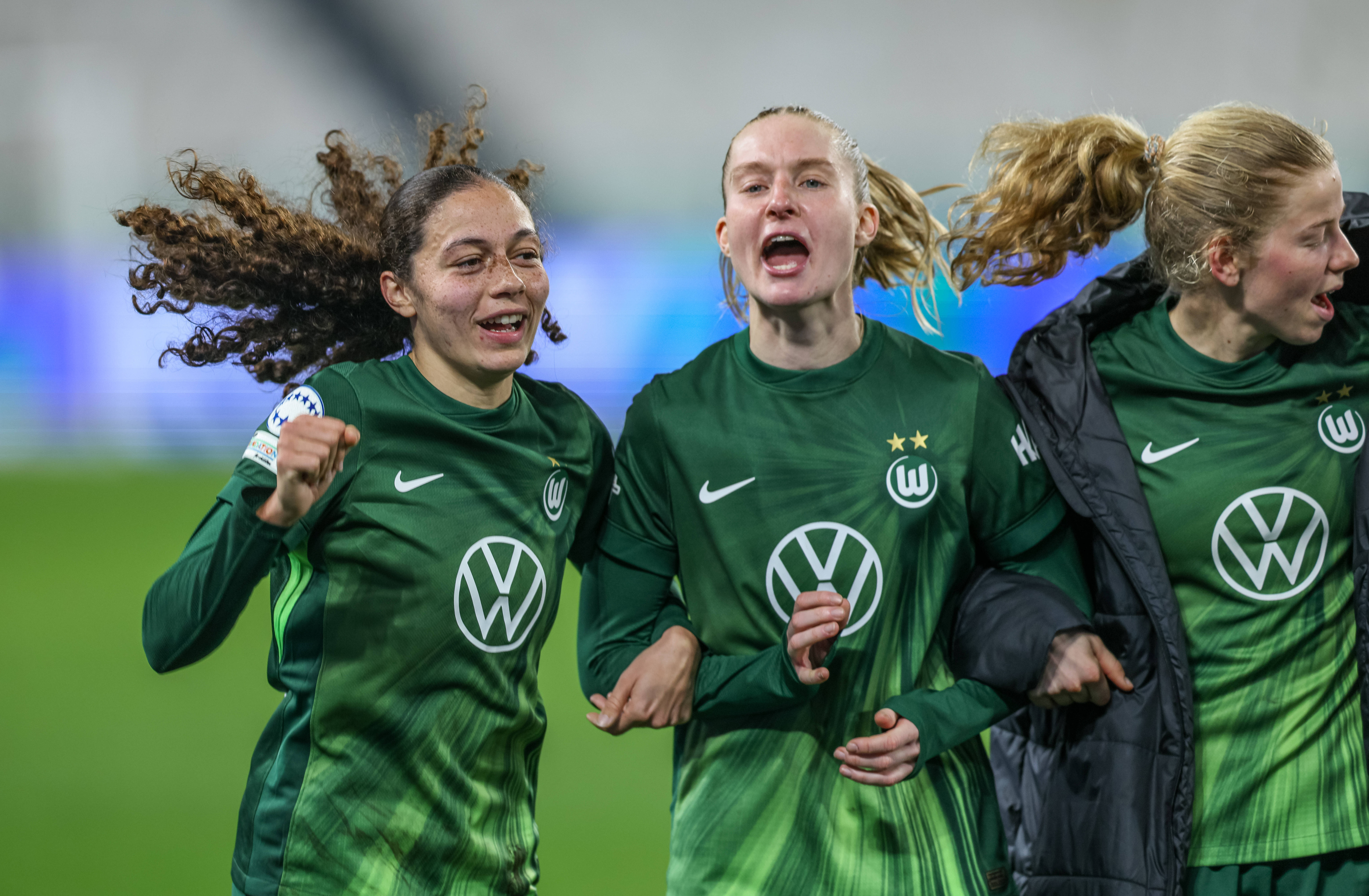 Große Freude bei den Wolfsburger Fußballerinnen