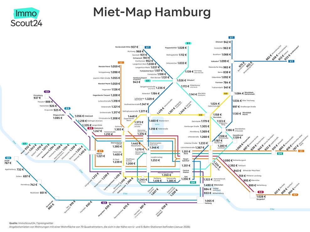 Die „Miet-Map“ des Immobilienportals ImmoScout24