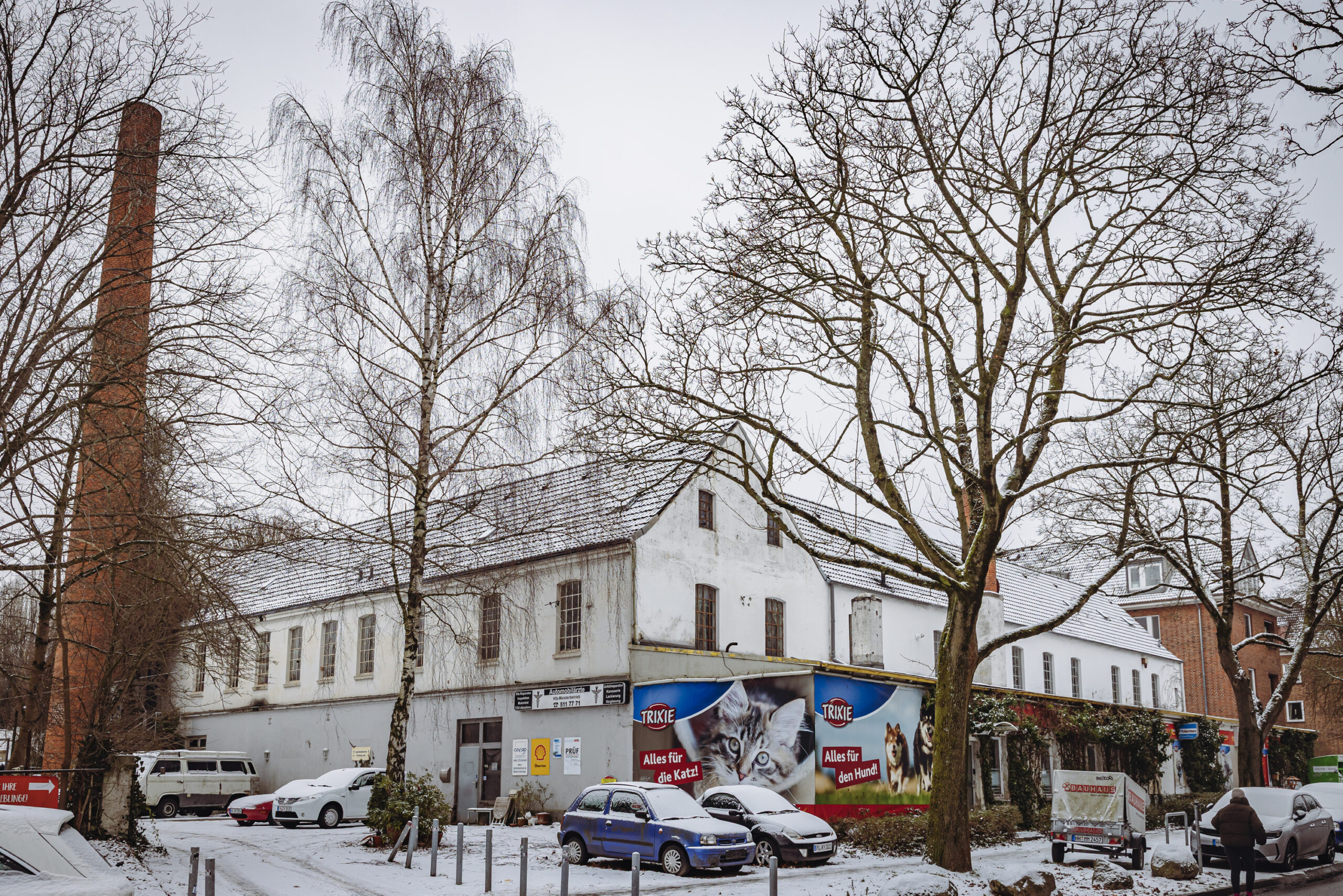 Das Gebiet der „Alten Wäscherei“ in Alsterdorf ist besonders an dem roten Schornstein zu erkennen.