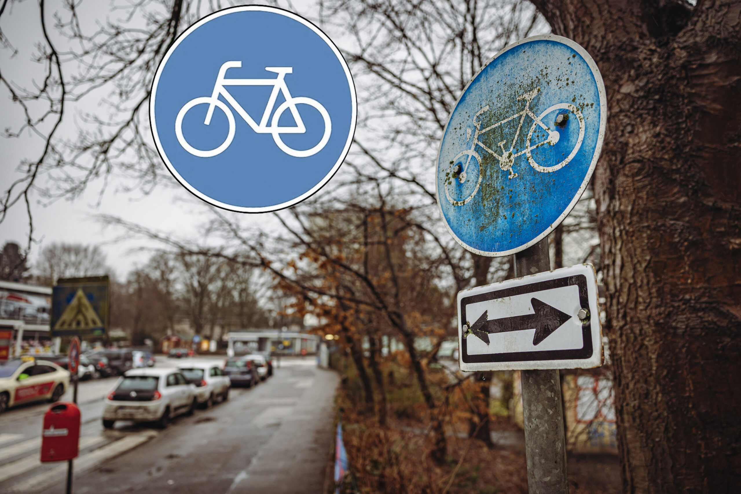 Das veraltete Schild an der Rissener Dorfstraße kann man als ungültig betrachten – obwohl es nur in Details von der aktuellen Variante (links eingeklinkt) abweicht.