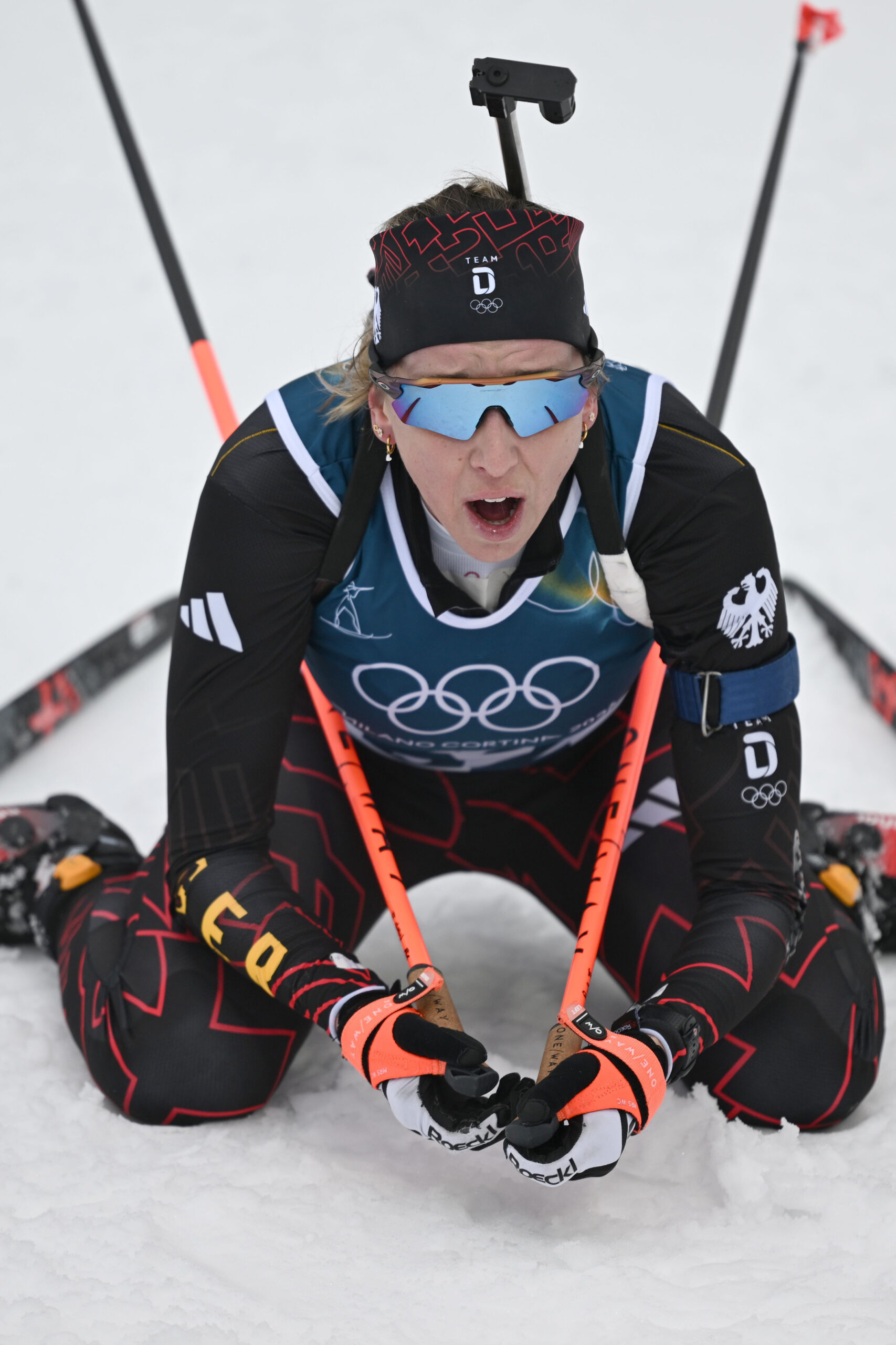 Franziska Preuß nach dem Zieleinlauf