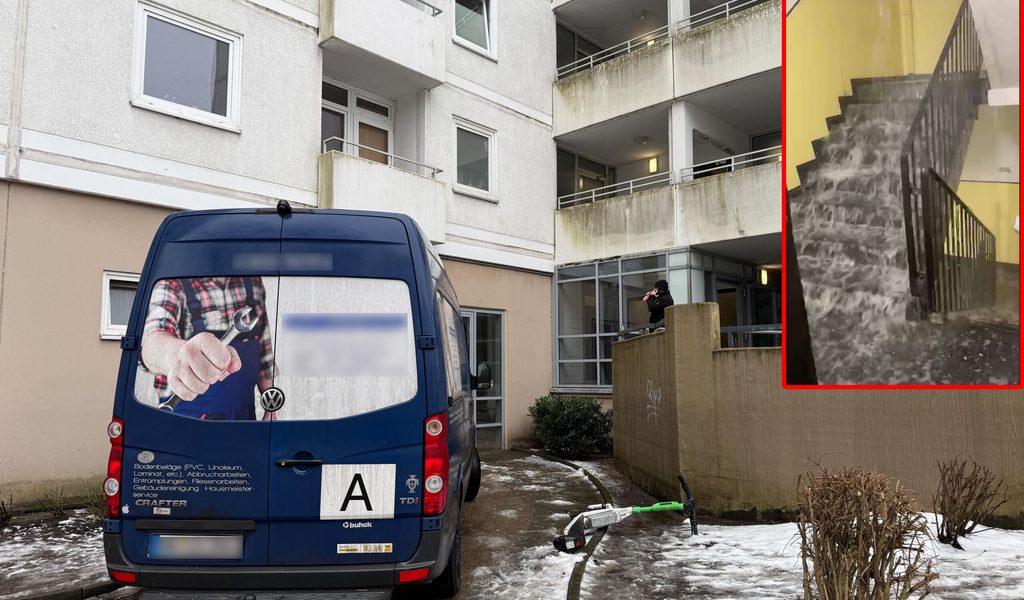 Hochhaus-Notfall-Wasserfall-im-Treppenhaus-Hunderte-Mieter-in-Hotels