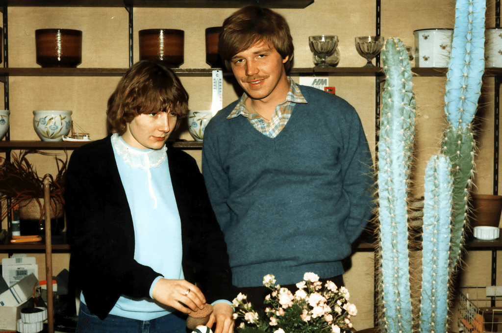 Sabine und Thorsten Clorius Anfang der 80er Jahre in ihrem Blumenladen.