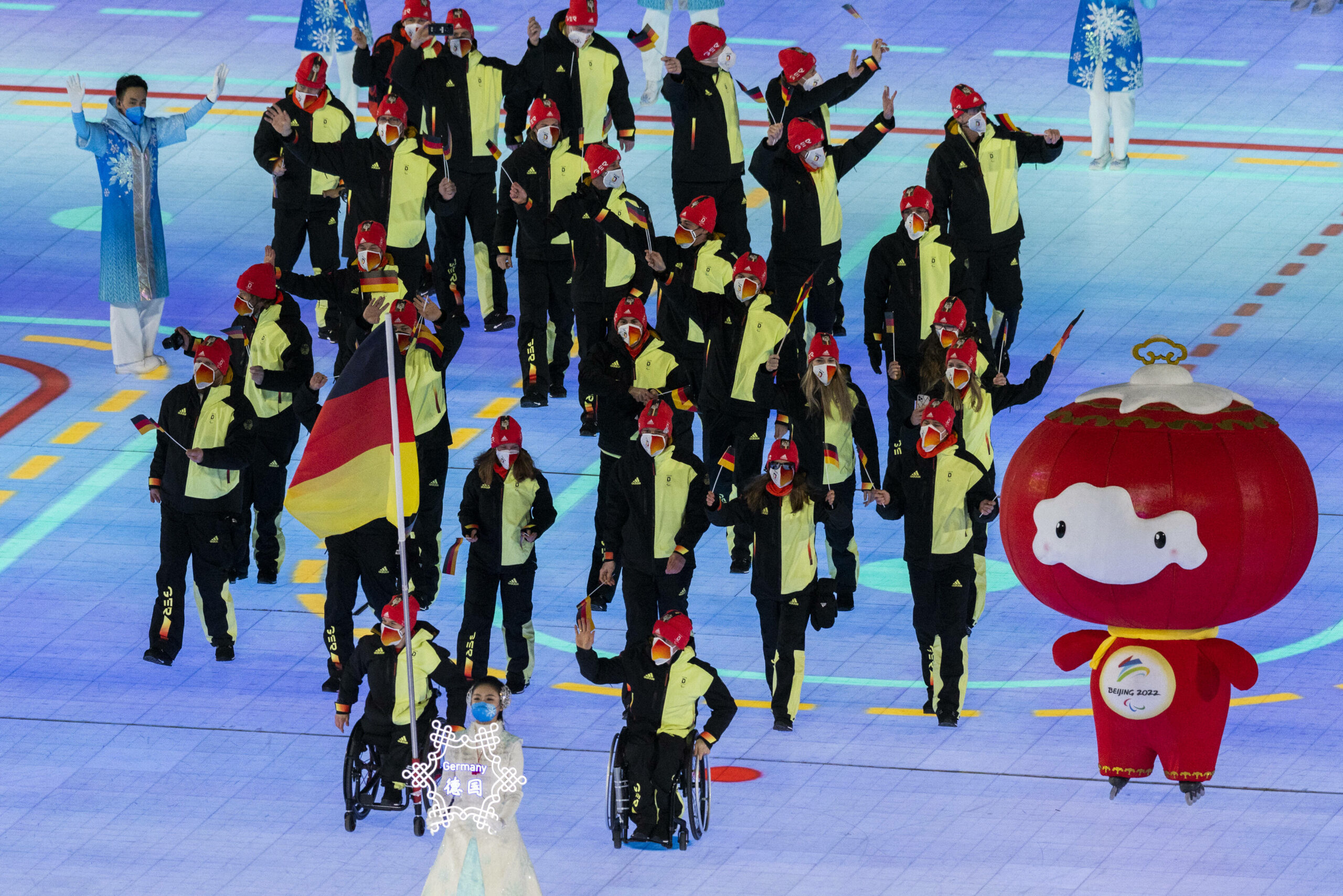 Bei der Eröffnungsfeier in Peking 2022 war das deutsche Team dabei.