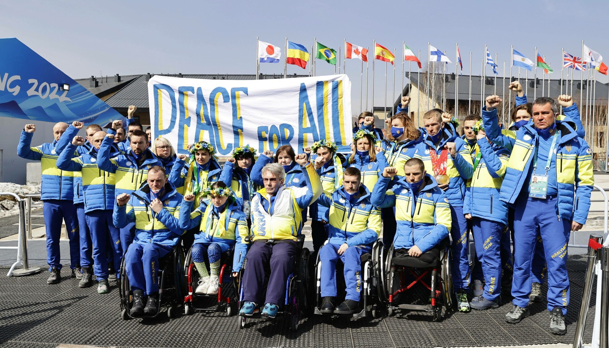 Die ukrainischen Sportler protestieren bei den Paralympics