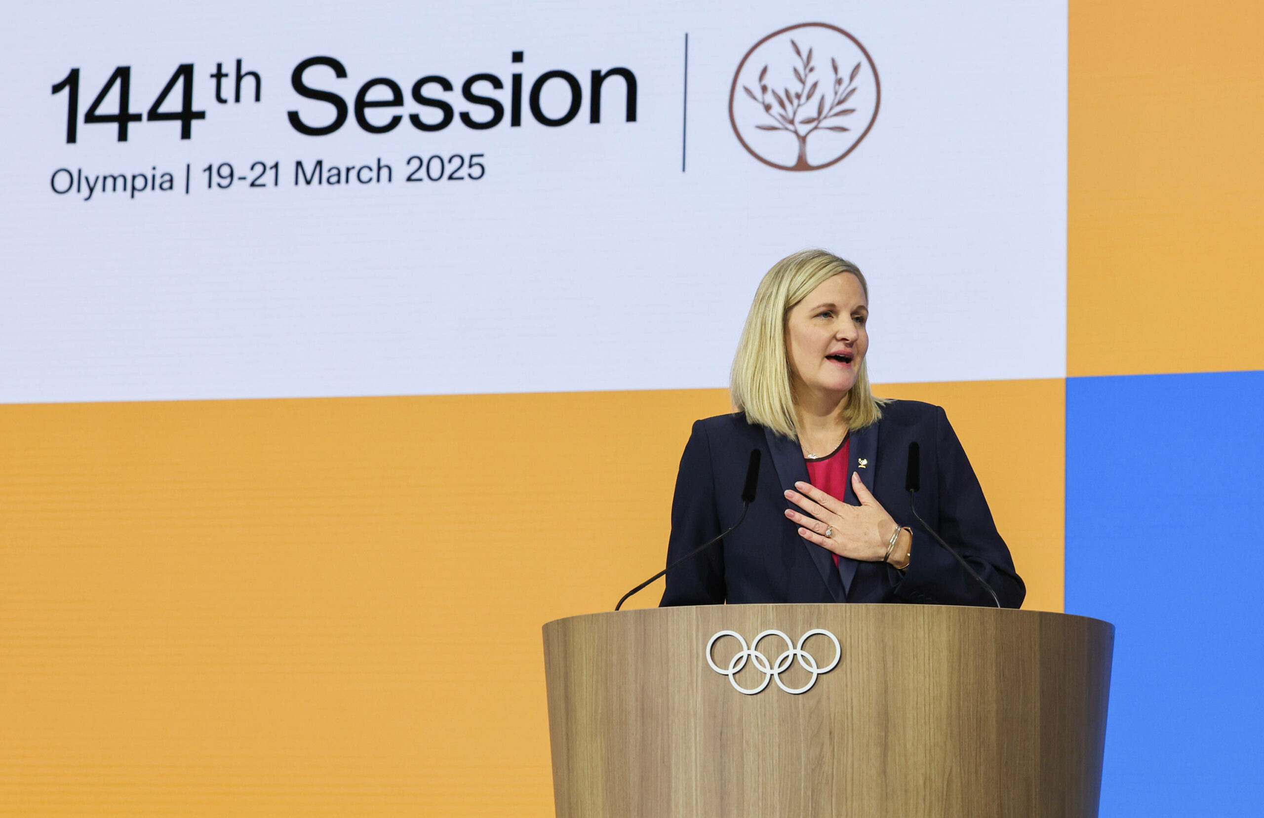Kirsty Coventry hält eine Rede