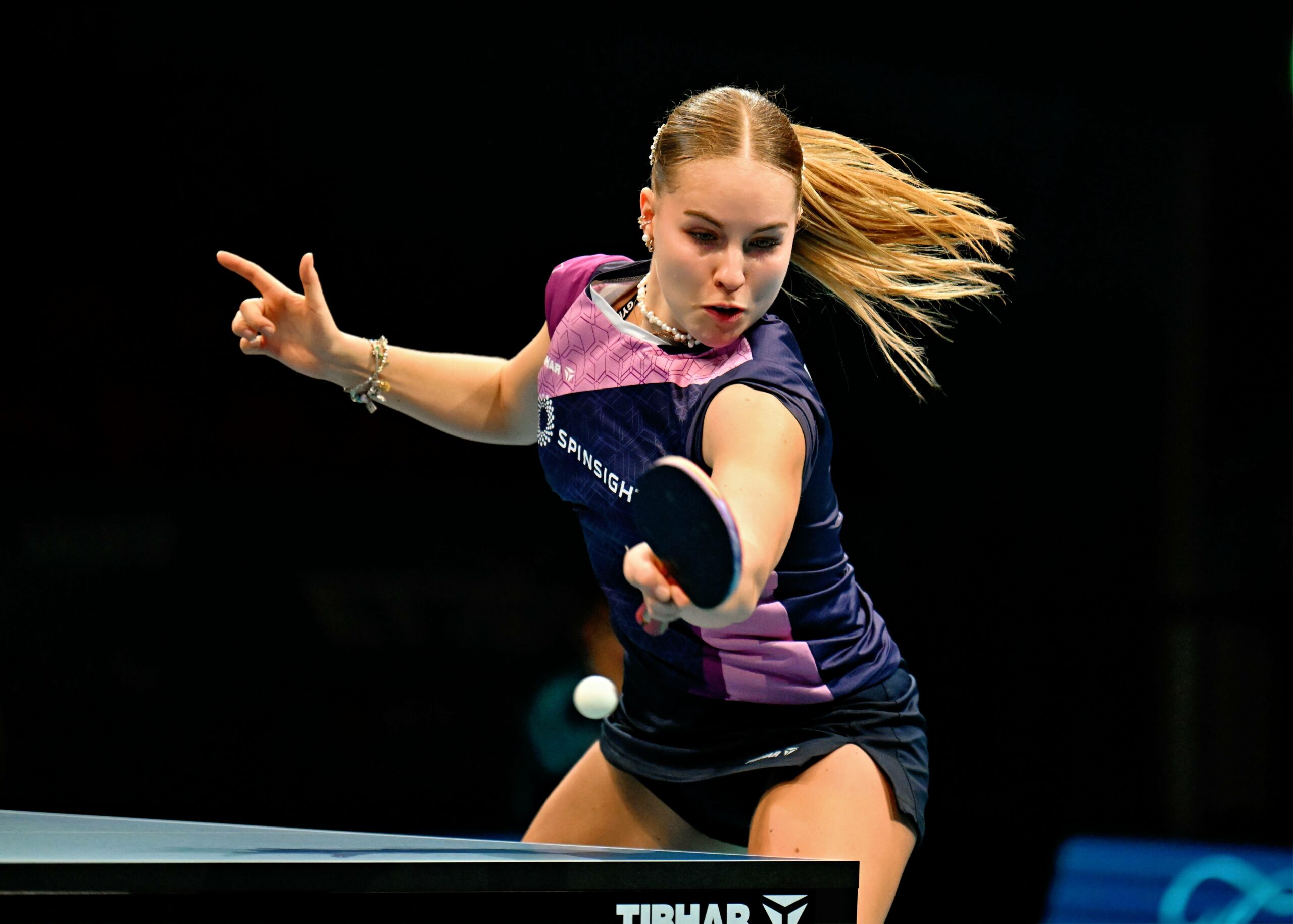 Annett Kaufmann in einem Tischtennis-Spiel