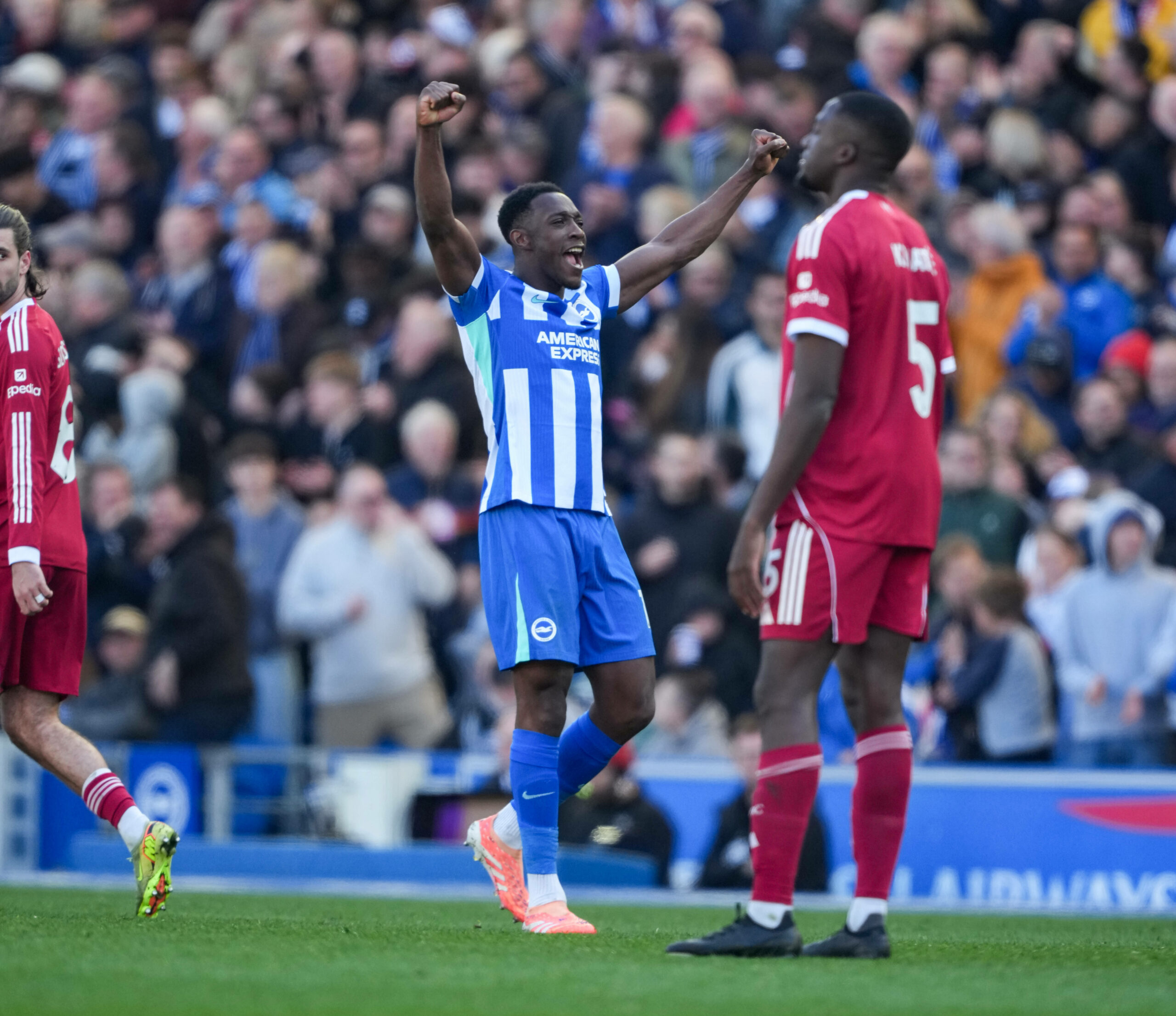 Danny Welbeck bejubelt den Sieg gegen den FC Liverpool