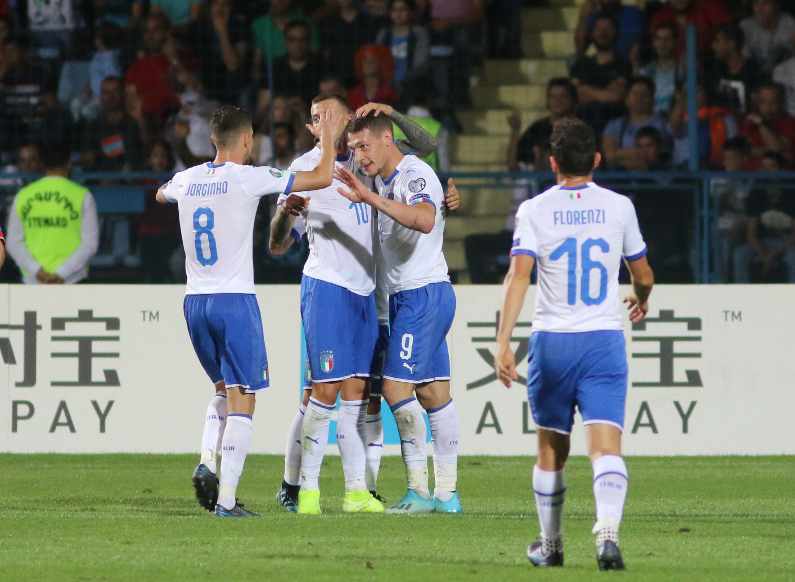 Die italienische Nationalmannschaft beim bejubeln eins Tors