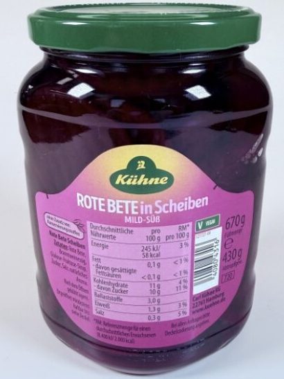 „Kühne Rote Beete in Scheiben“ könnte Glassplitter enthalten.