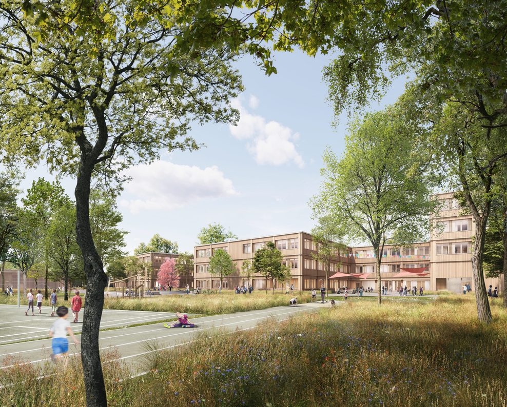 Die Campusschule Schnelsen an der Holsteiner Chaussee soll große Freiflächen mit zahlreichen Sportmöglichkeiten bieten.