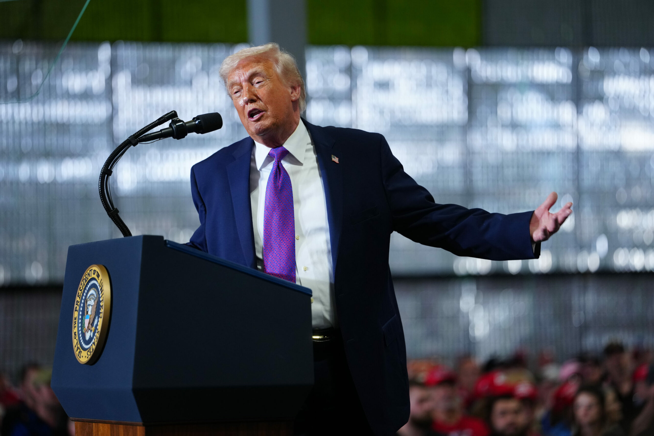 US-Präsident Trump bei einer Rede (Archivbild).