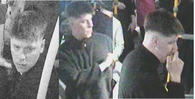 Die fünf Männer werden wegen einer rassistischen Attacke gesucht.