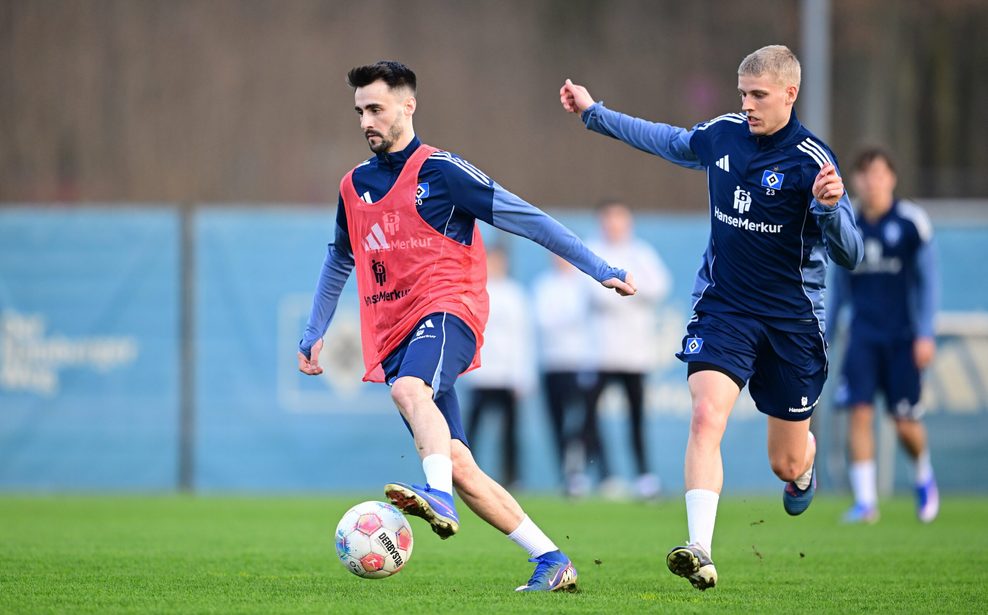 Fábio Vieira und Albert Grønbæk beim HSV-Training