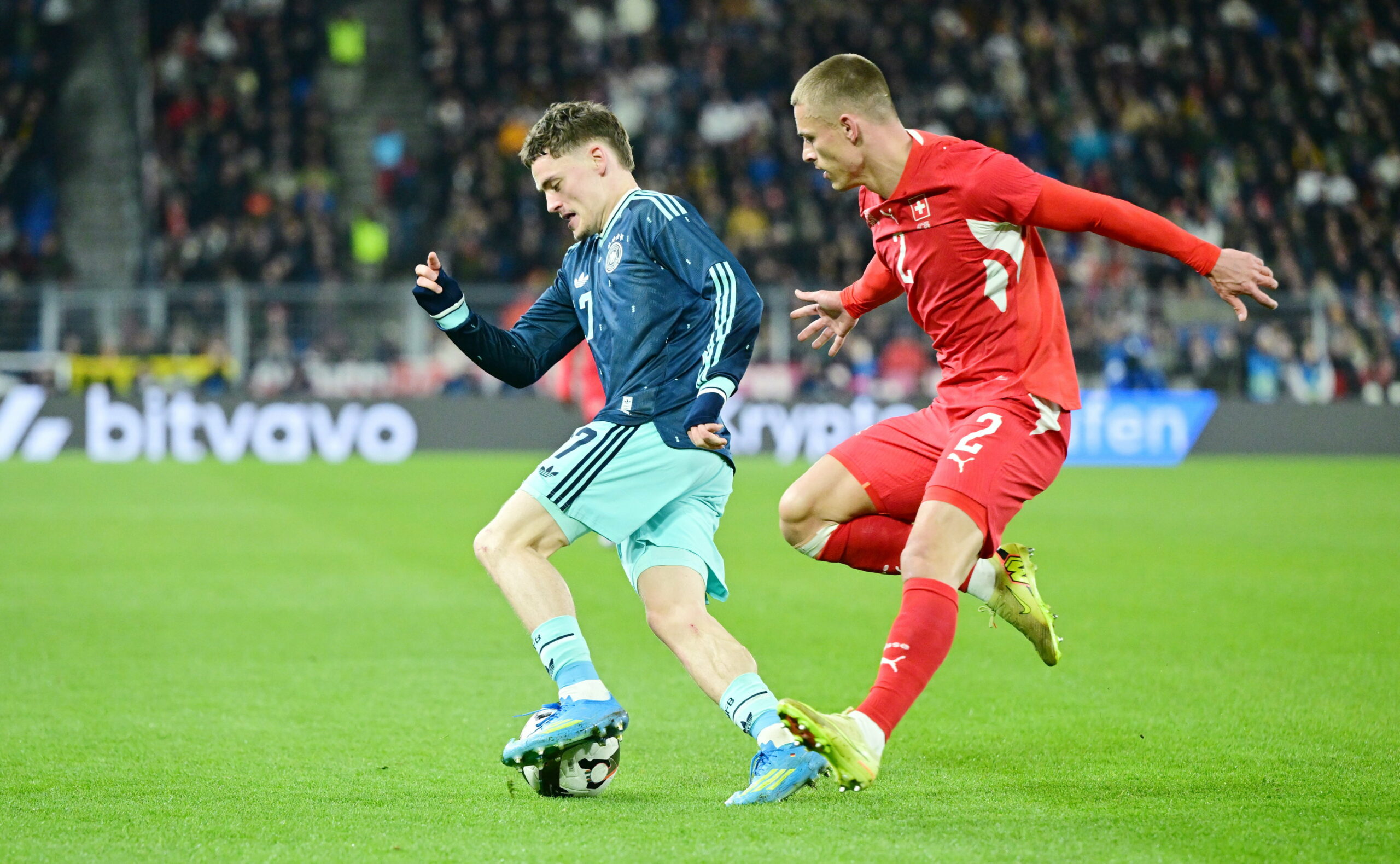 HSV-Profi Miro Muheim im Spiel der Schweizer Nationalmannschaft gegen Deutschland
