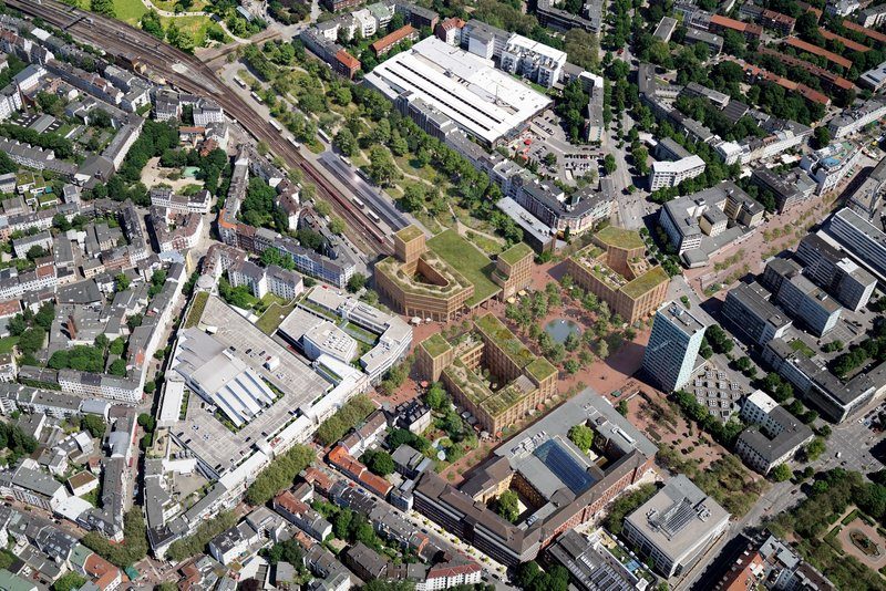 So könnte Altonas Bahnhof und der Umfeld einmal aussehen. Der Busbahnhof wird in diesem Entwurf neben die S-Bahn-Gleise verlegt.