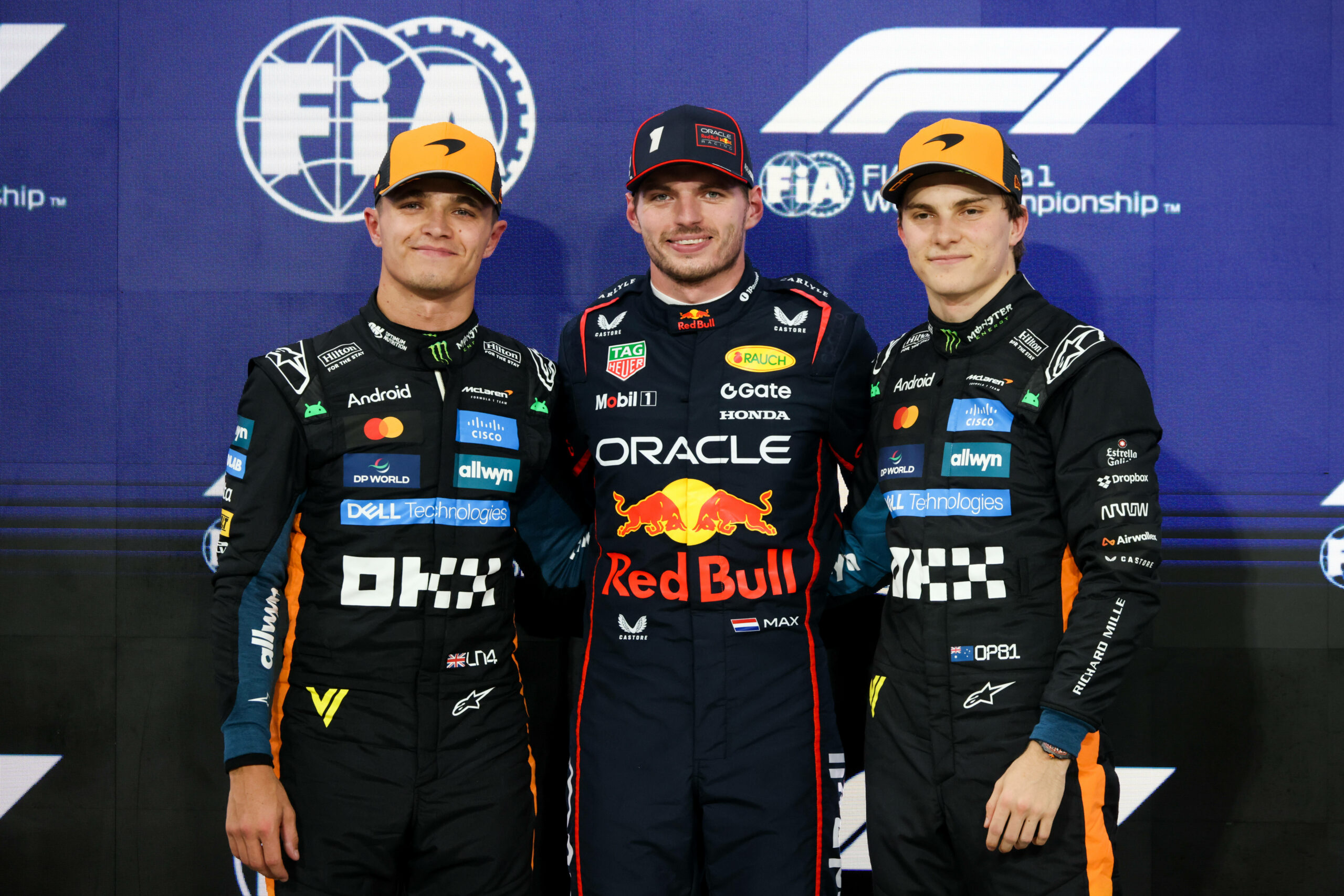 Norris, Verstappen und Piastri zusammen auf dem Podium
