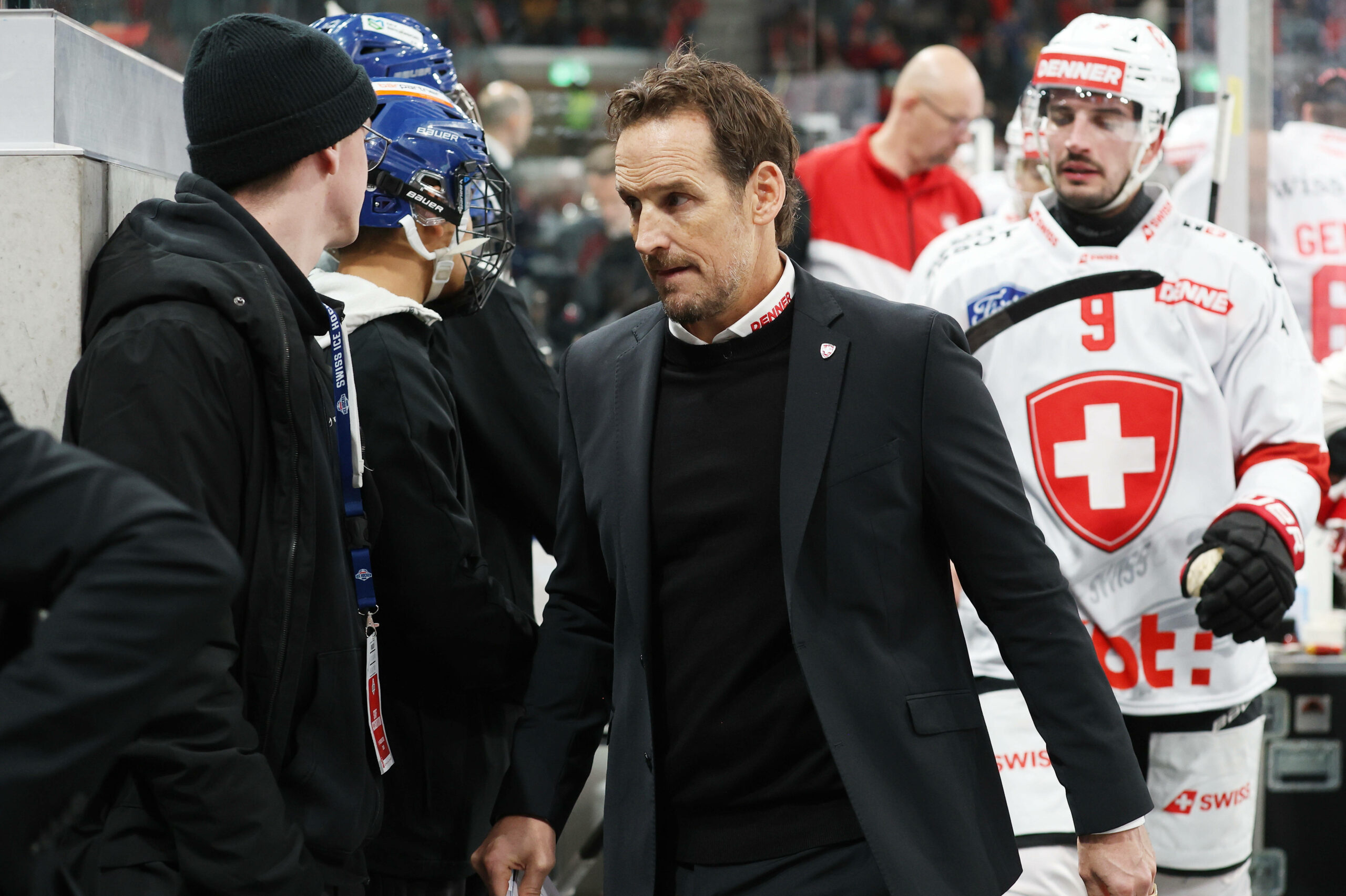 Schweizer Coach Patrick Fischer nach einem Eishockeyspiel